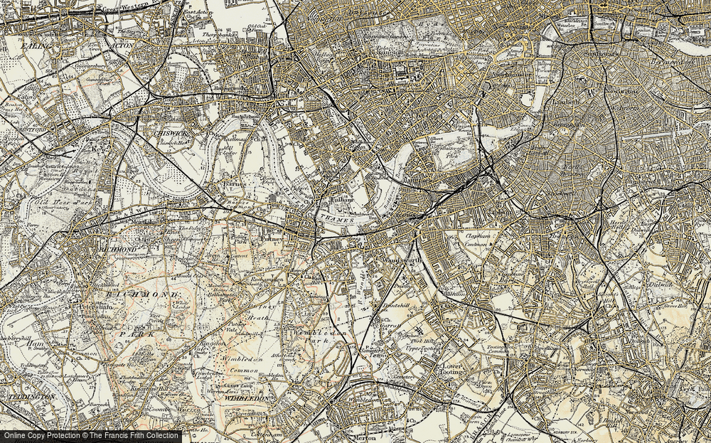 Old Map of Historic Map covering Wandsworth in 1897-1909