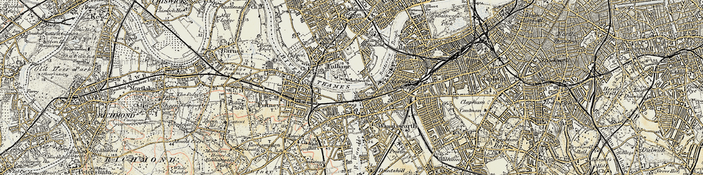Old map of Wandsworth in 1897-1909