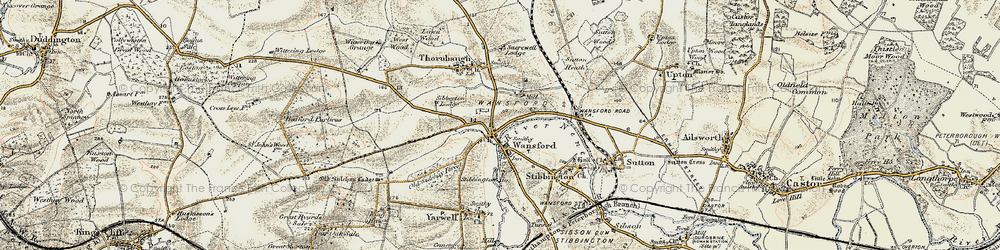 Old map of Wansford in 1901-1903