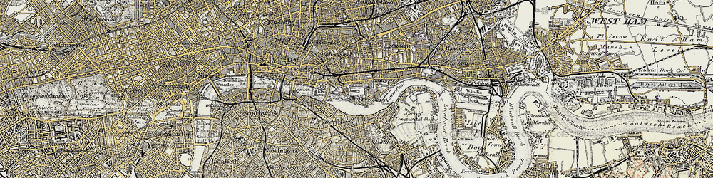 Old map of Wapping in 1897-1902