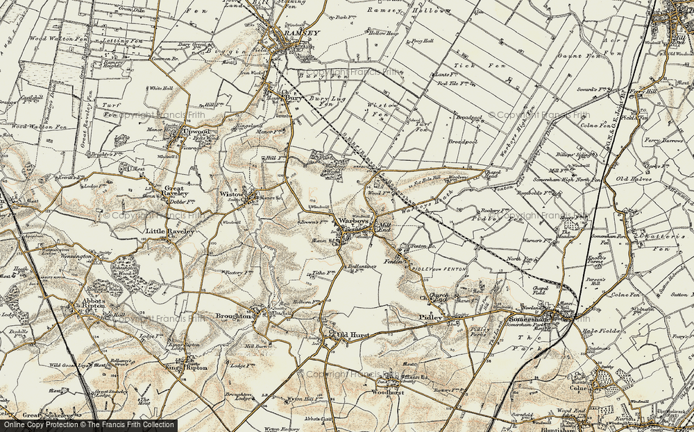 Old Map of Warboys, 1901 in 1901