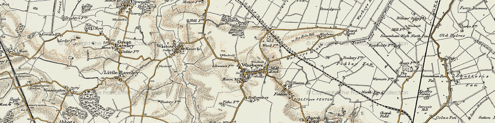 Old map of Warboys in 1901