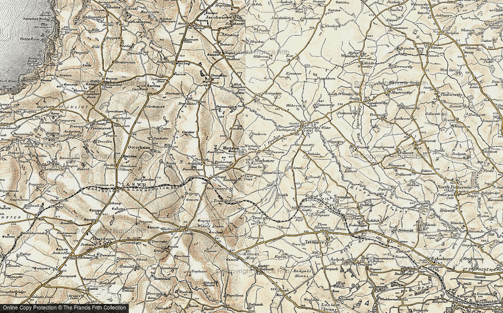 Old Map of Warbstow Cross, 1900 in 1900