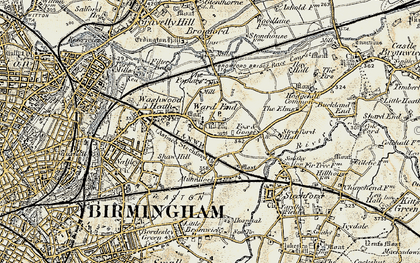 Old map of Ward End in 1901-1902