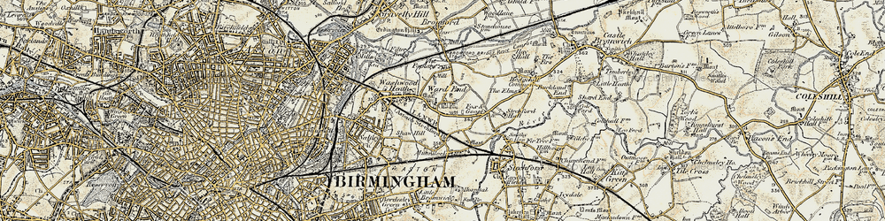 Old map of Ward End in 1901-1902
