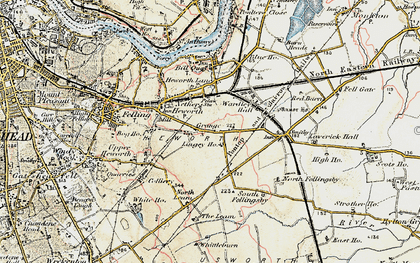 Old map of Wardley in 1901-1904