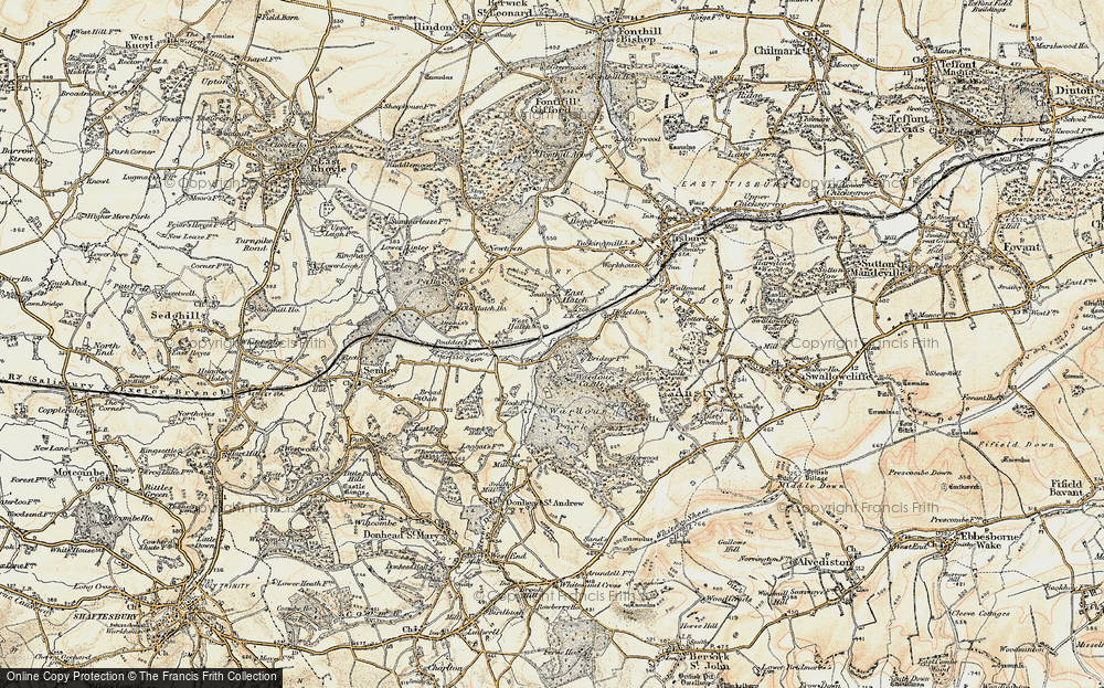 Old Map of Historic Map covering Wardour Castle in 1897-1899