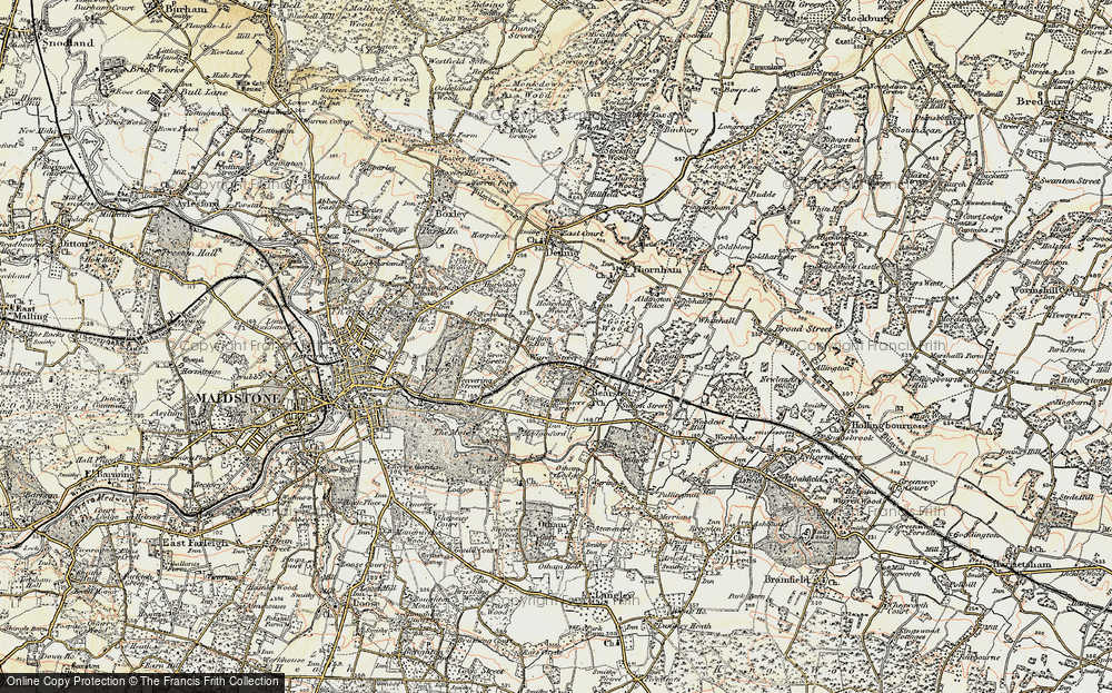 Old Map of Historic Map covering Birling Ho in 1897-1898