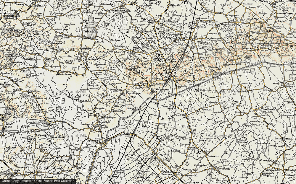 Old Map of Warehorne, 1898 in 1898