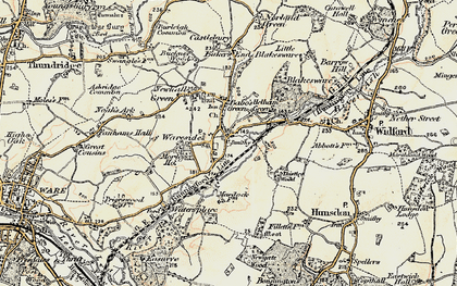 Old map of Wareside in 1898-1899