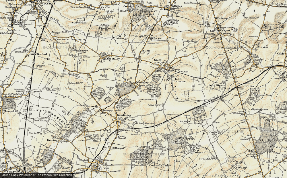 Old Map of Waresley, 1898-1901 in 1898-1901