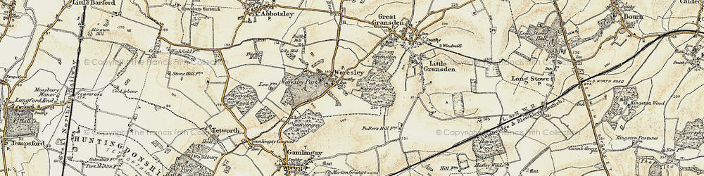 Old map of Waresley in 1898-1901