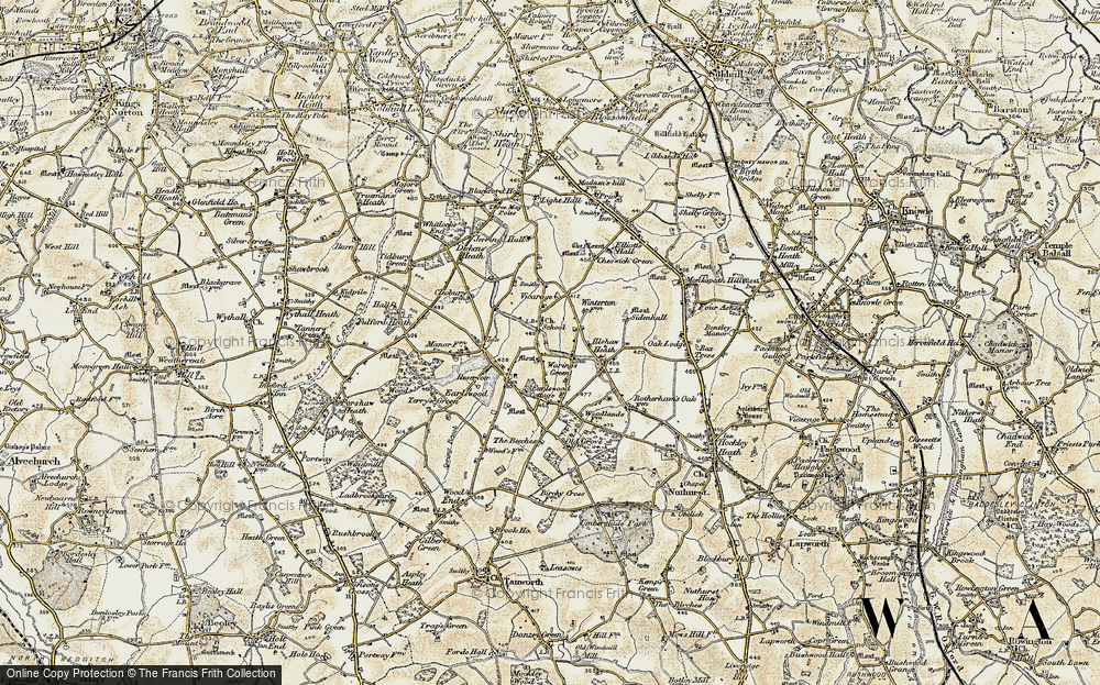 Old Map of Waring's Green, 1901-1902 in 1901-1902