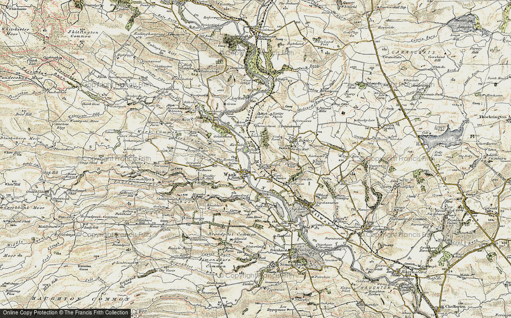Old Map of Historic Map covering Bleaklaw in 1901-1904