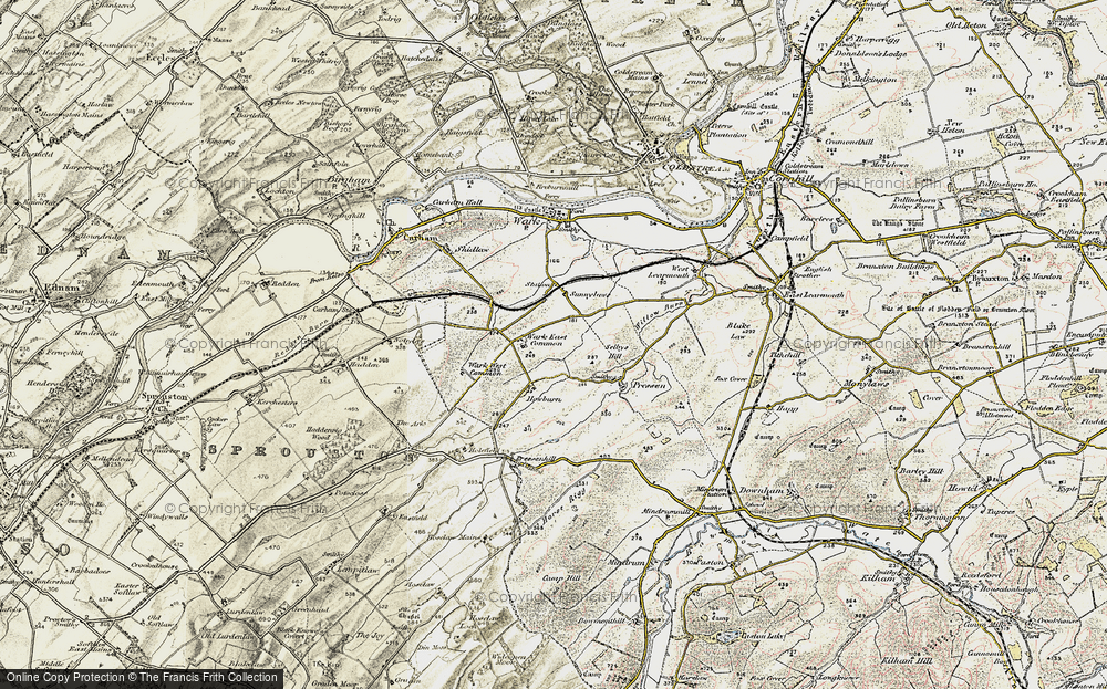Old Map of Wark Common, 1901-1904 in 1901-1904