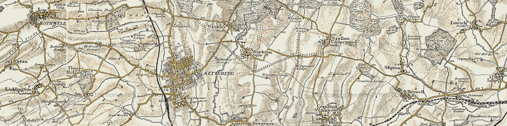Old map of Warkton in 1901-1902