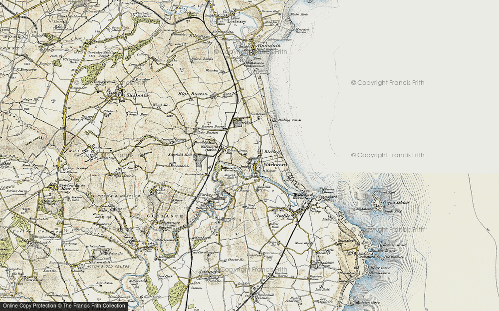 Old Map of Historic Map covering Birling Carrs in 1901-1903
