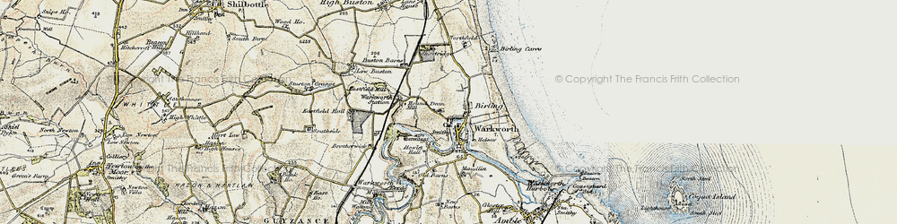 Old map of Warkworth in 1901-1903
