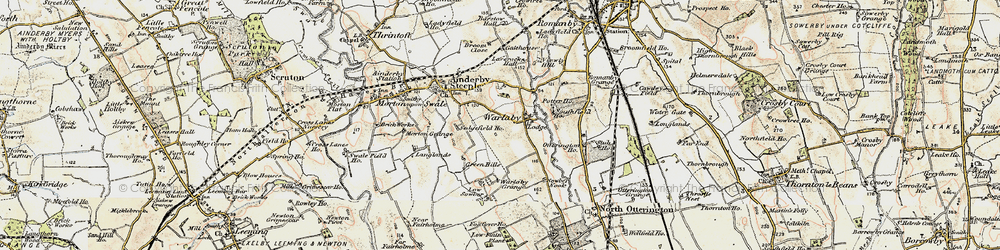 Old map of Warlaby in 1903-1904