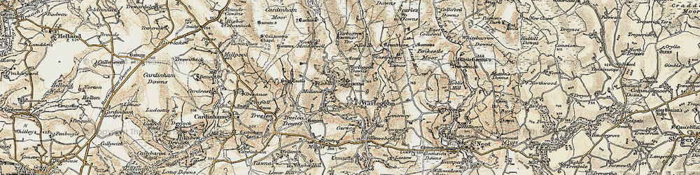 Old map of Carburrow Tor in 1900