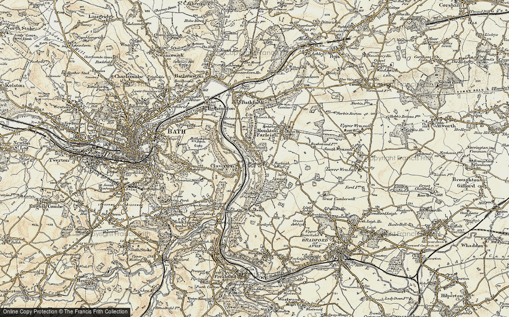 Old Map of Historic Map covering Bathford Hill in 1898-1899