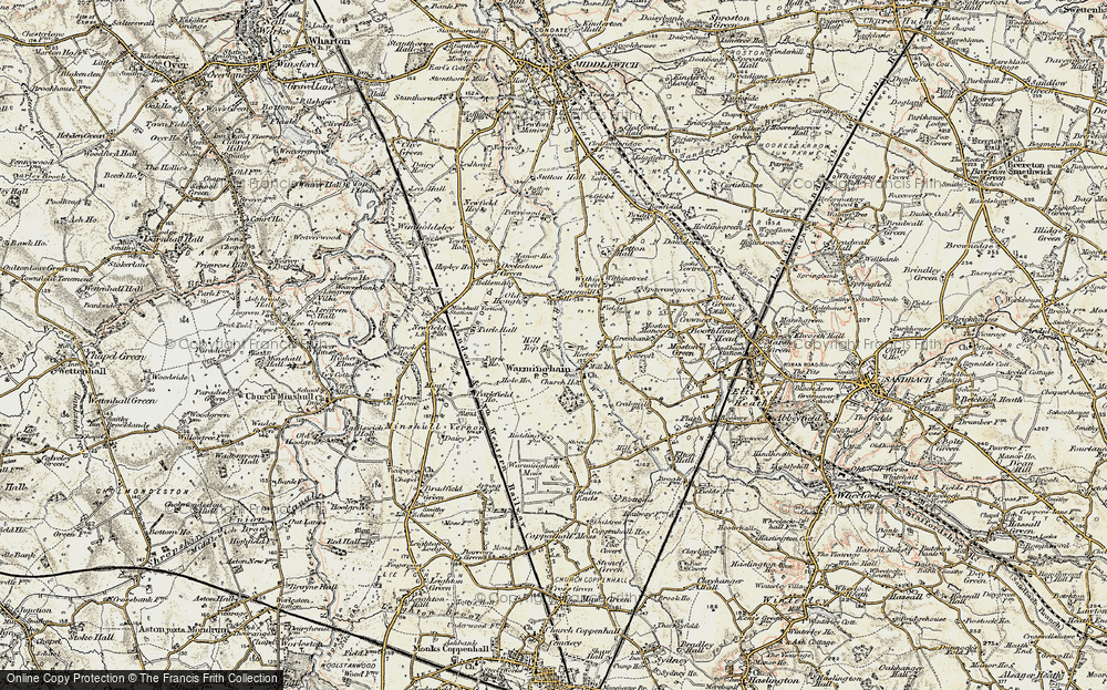 Old Map of Warmingham, 1902-1903 in 1902-1903