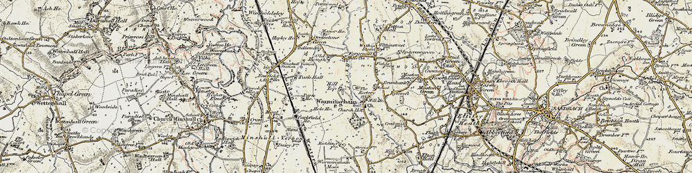 Old map of Warmingham in 1902-1903