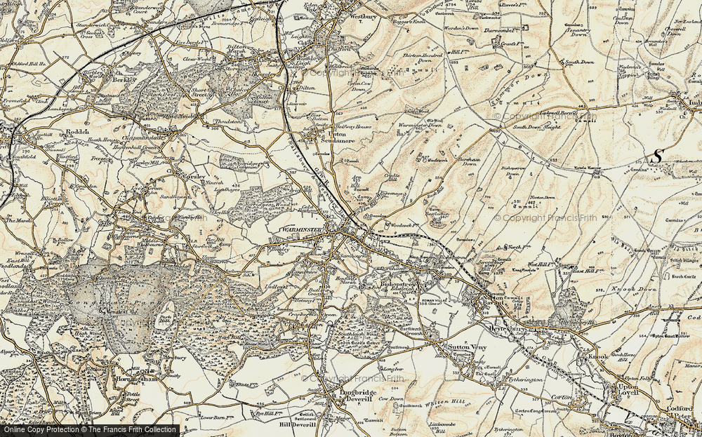 Old Map of Historic Map covering Arn Hill Down in 1897-1899