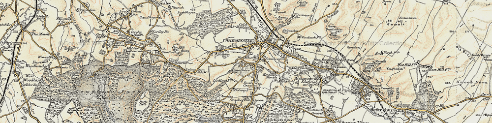 Old map of Warminster Common in 1897-1899