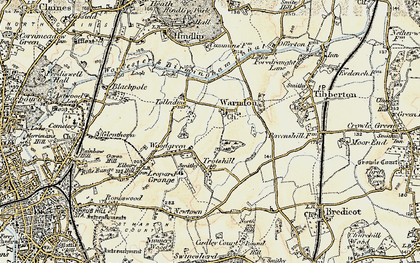 Old map of Warndon in 1899-1902