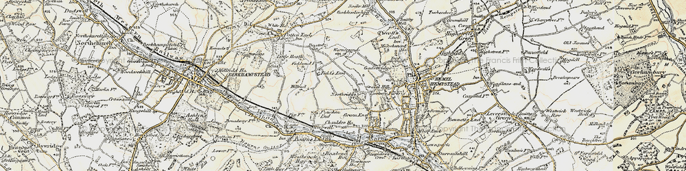 Old map of Warners End in 1898