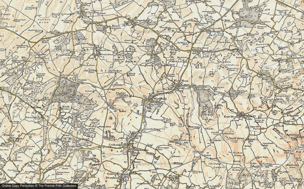 Old Map of Historic Map covering Wheely Down in 1897-1900