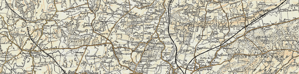 Old map of Warnham in 1898