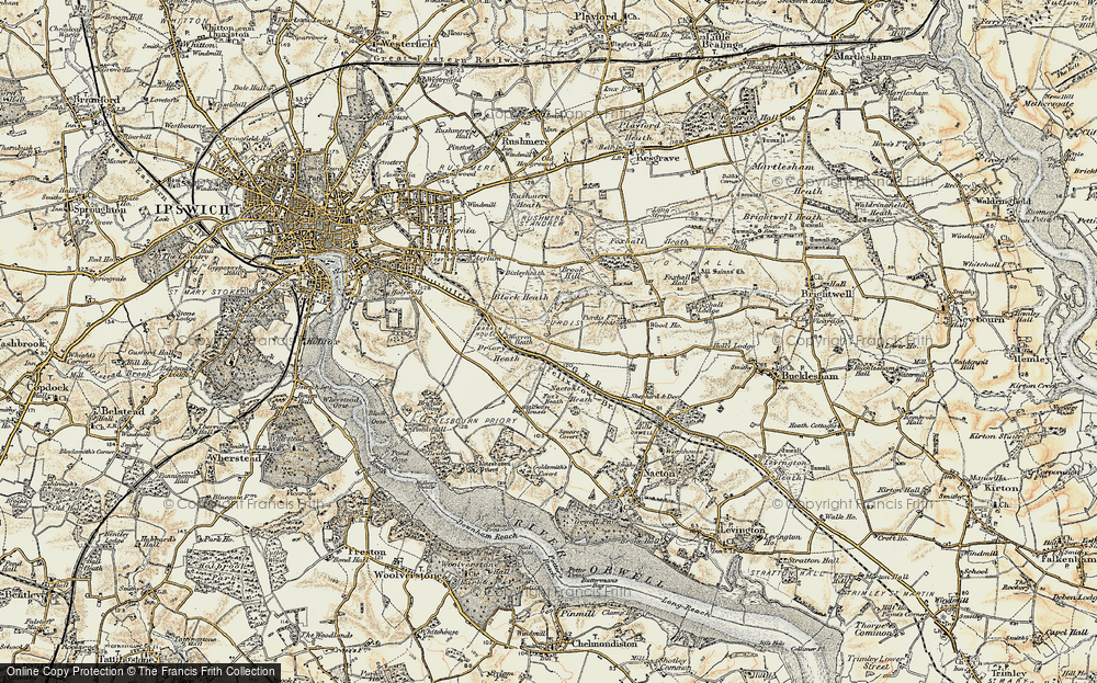 Old Map of Historic Map covering Brook Hill in 1898-1901