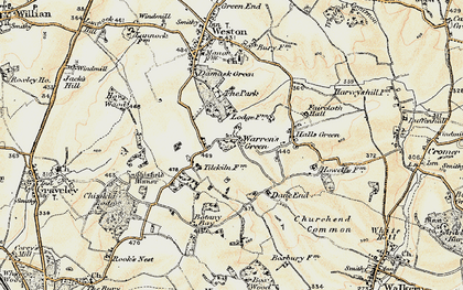 Old map of Warren's Green in 1898-1899