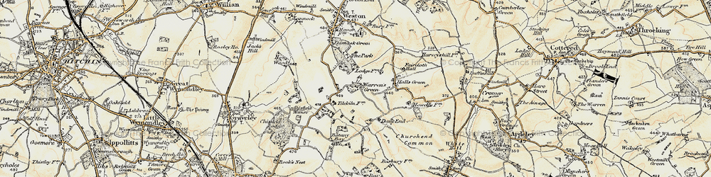 Old map of Warren's Green in 1898-1899