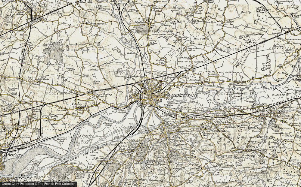 Old Map of Warrington, 1903 in 1903