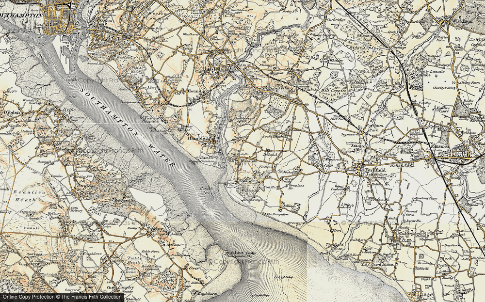 Old Map of Warsash, 1897-1899 in 1897-1899