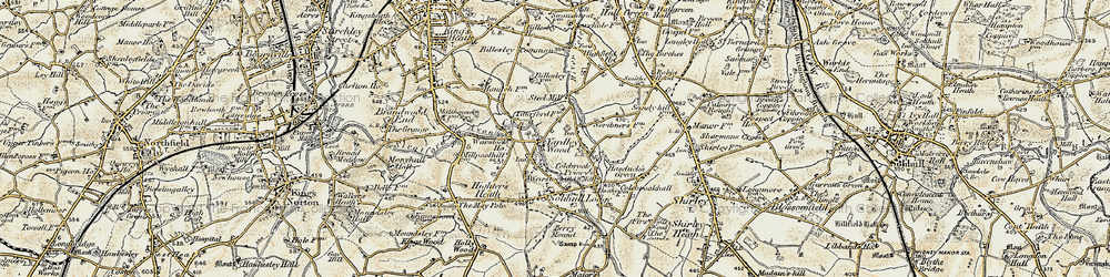 Old map of Warstock in 1901-1902