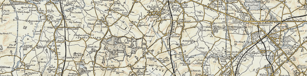 Old map of Warstone in 1902