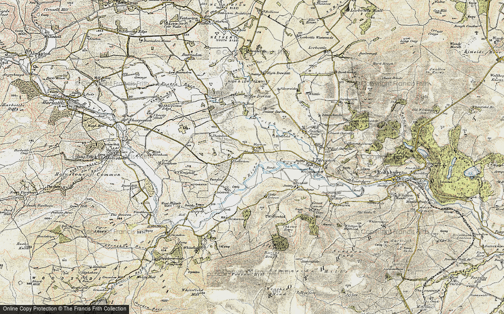 Old Map of Historic Map covering Wreighill Pike in 1901-1903