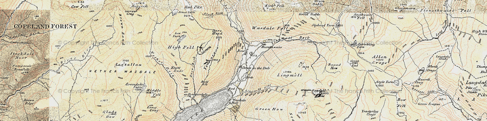 Old map of Wasdale Head in 1903-1904