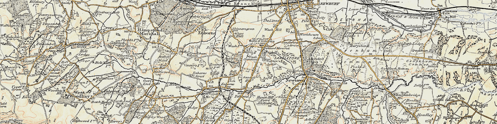 Old map of Wash Common in 1897-1900
