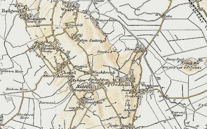 Old map of Washbrook in 1899-1900
