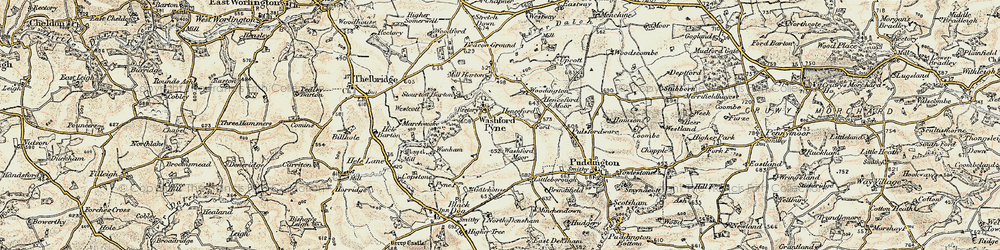 Old map of Washford Pyne in 1899-1900