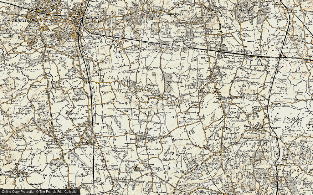 Old Map of Historic Map covering Outwood Common in 1898-1902