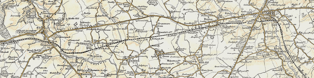 Old map of Watch House Green in 1898-1899