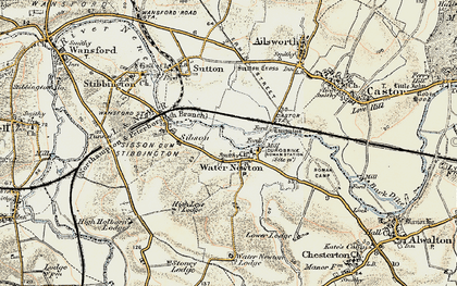 Old map of Water Newton in 1901-1902