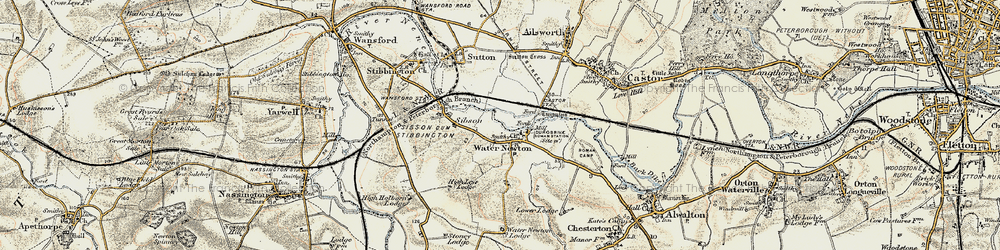 Old map of Water Newton in 1901-1902