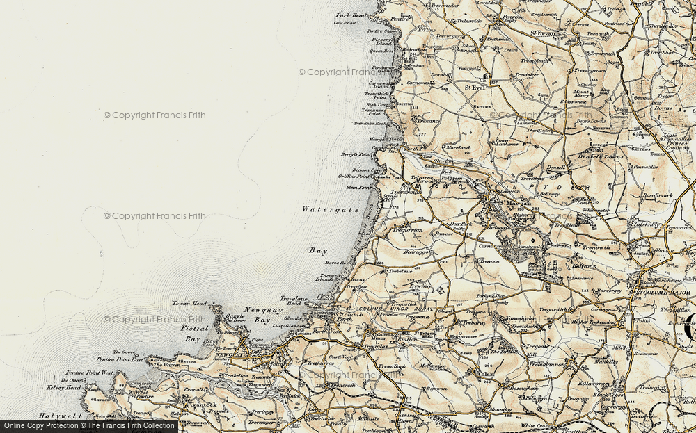 Old Map of Watergate Bay, 1900 in 1900